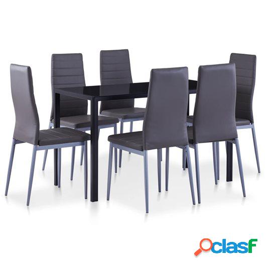Conjunto de mesa y sillas de comedor 7 piezas gris