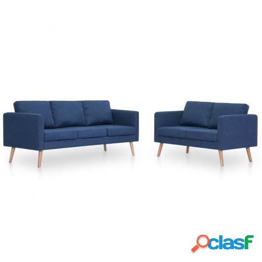 Conjunto de sofás 2 piezas tela azul