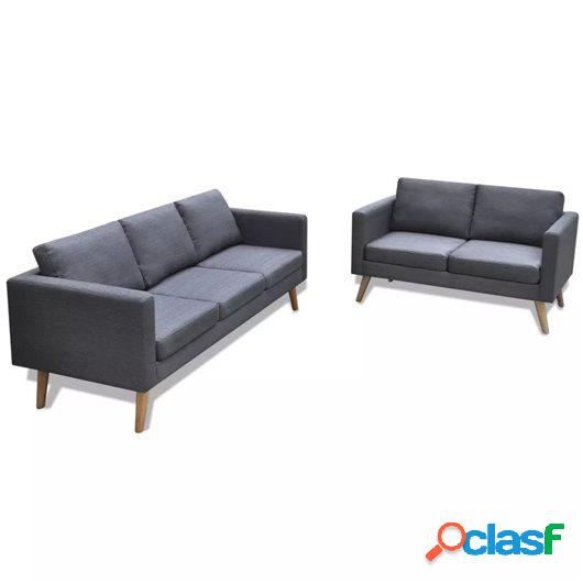 Conjunto de sofás de 2 y 3 plazas de tela gris oscuro