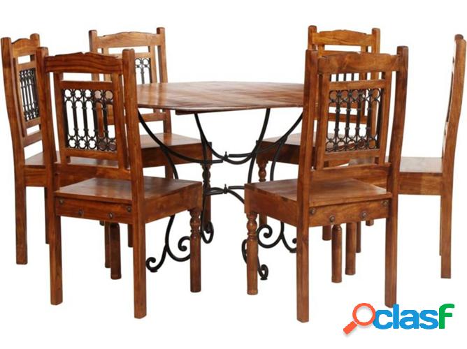 Conjunto mesa cenar VIDAXL acacia maciza c/ Acabamiento