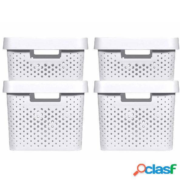 Curver Cajas de almacenaje con tapa Infinity 4 piezas blanco