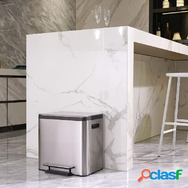 EKO Cubo de pedal EcoCasa 2x15 L plateado mate