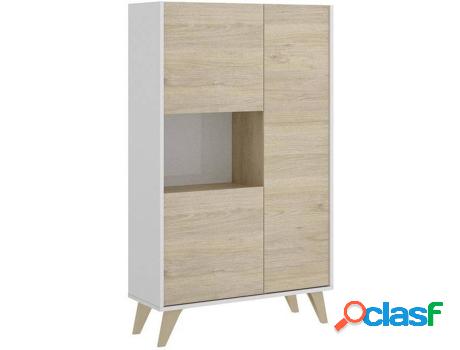 Escaparate DKIT NESS Blanco y Beige (Madera y Metal - 135 x