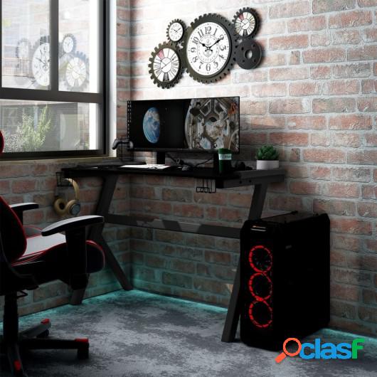 Escritorio gaming LED con forma de Y negro 90x60x75 cm