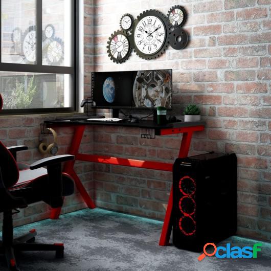 Escritorio gaming LED con forma de Y negro rojo 90x60x75 cm