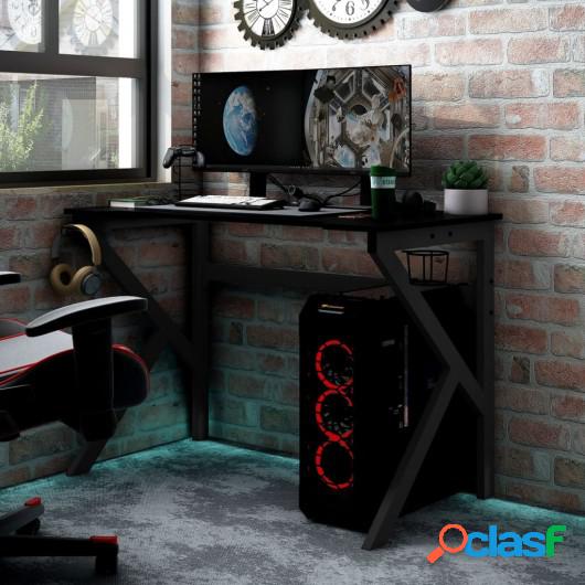Escritorio gaming con patas forma K negro 110x60x75cm