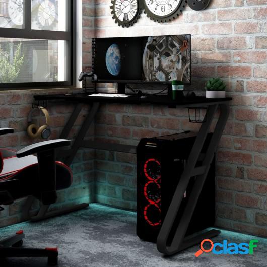 Escritorio para juegos con patas en forma ZZ negro 90x60x75