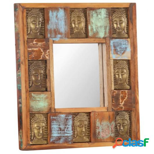 Espejo con enchapado de Buda madera maciza reciclada 50x50