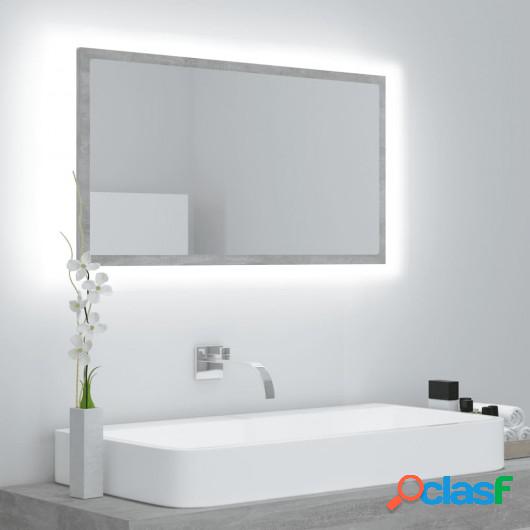 Espejo de baño con LED aglomerado gris hormigón 80x8,5x37
