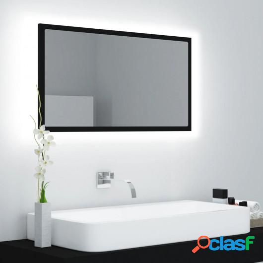 Espejo de baño con LED aglomerado negro 80x8,5x37 cm