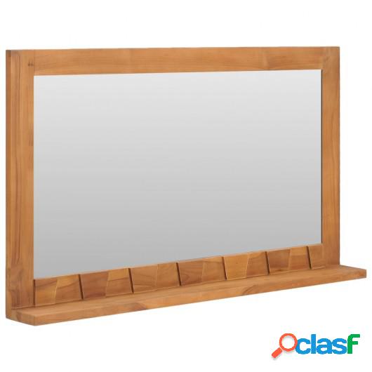 Espejo de pared con estante madera maciza de teca 100x12x60