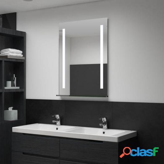 Espejo de pared de baño con LED y estante 60x80 cm