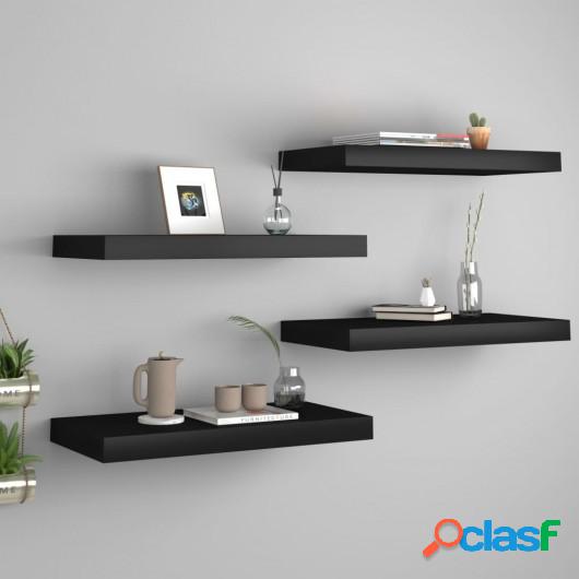 Estantes flotantes de pared 4 uds negro MDF 50x23x3,8 cm