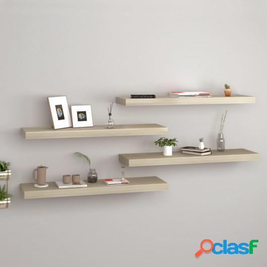 Estantes flotantes pared 4 uds color roble MDF 80x23,5x3,8cm