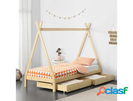 Estructura de Cama Infantil EN.CASA (Beige - Madera - 90 x