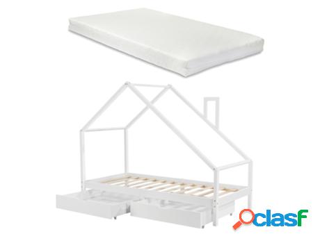 Estructura de Cama Infantil EN.CASA (Blanco - Madera - 90 x