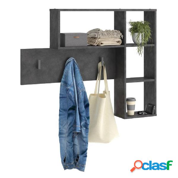 FMD Perchero de pared con 4 compartimentos abiertos gris