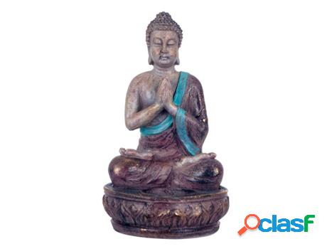 Figura Buda Sentado Rezando Gris de Resina 19*11*11cm Figura