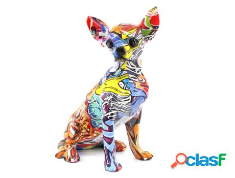 Figura Chihuahua Multicolor de Resina 25*17*12cm Figura de