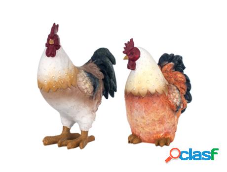 Figura Gallinas 2 Unidades MULTICOLOR de Resina 22*10*21cm