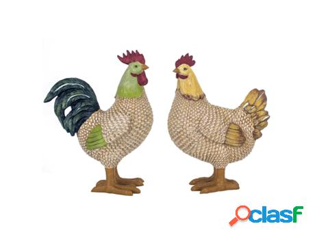 Figura Gallinas 2 Unidades MULTICOLOR de Resina 23*10*17cm