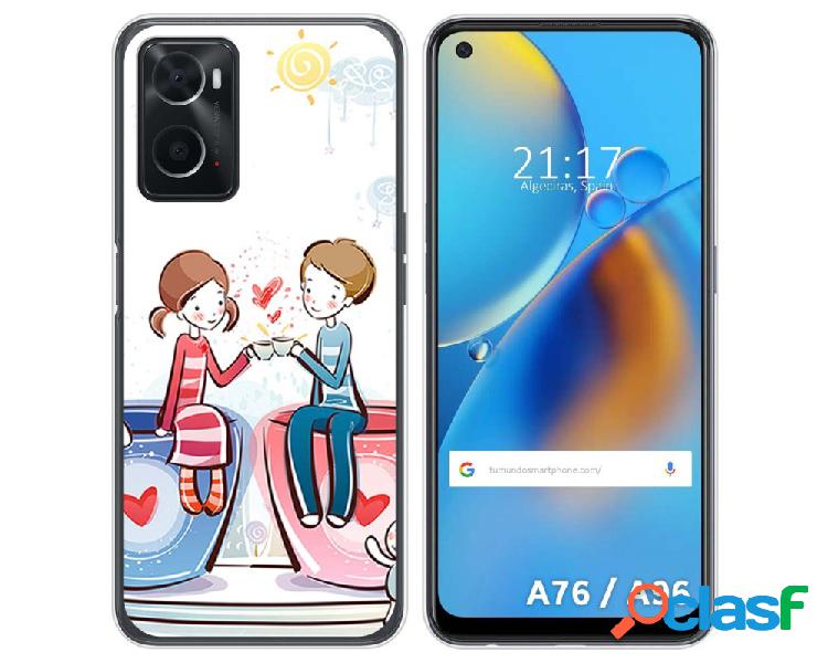 Funda para Oppo A76 / A96 TUMUNDOSMARTPHONE Dibujos Café