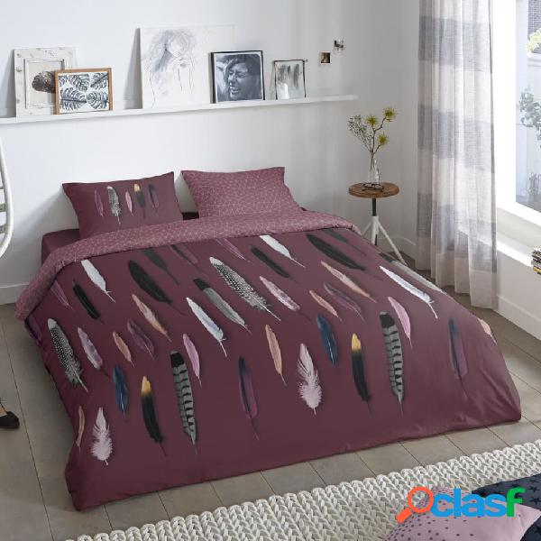 Good Morning Funda de edredón FEATHERS 155x220 cm burdeos
