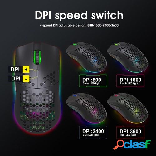 HXSJ T66 RGB 2.4G Ratón inalámbrico para juegos Ratón de