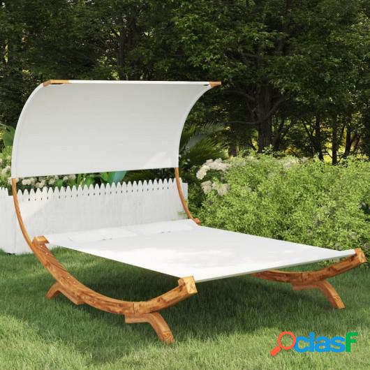 Hamaca con dosel madera maciza de abeto crema 165x210x155 cm