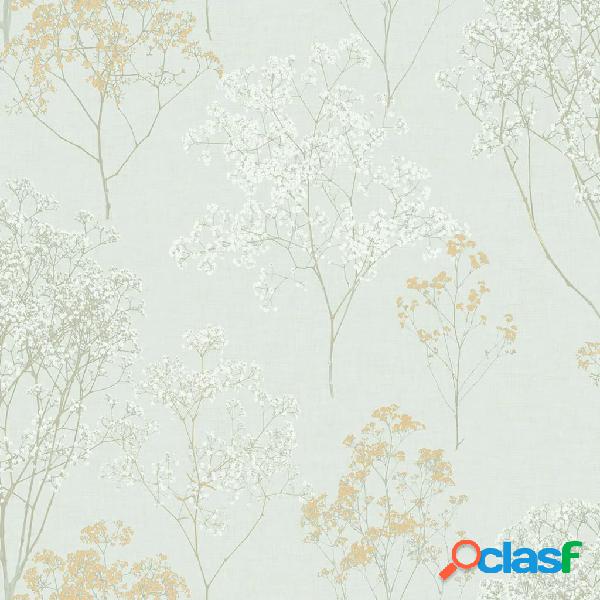 Homestyle Papel pintado Herbs and Flowers verde y beige
