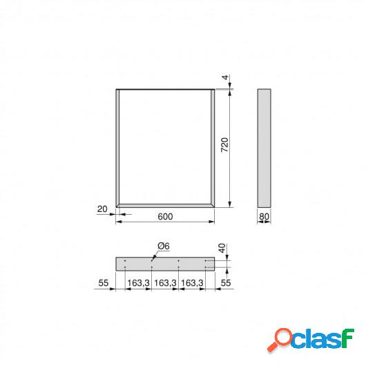 Juego de dos patas Square rectangulares para mesa, ancho 600