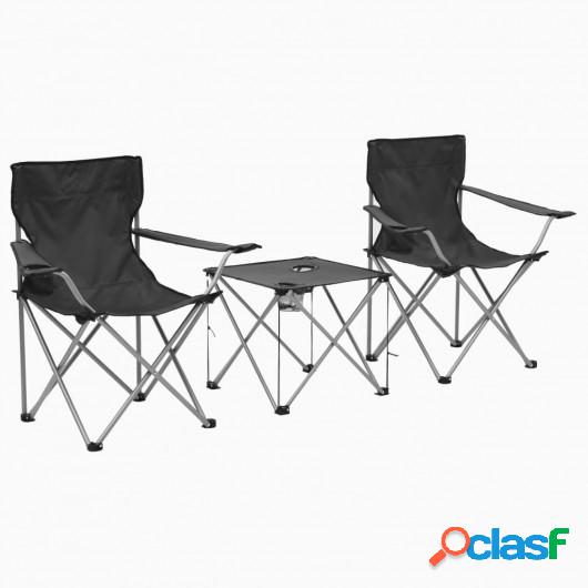 Juego de mesa y sillas de camping 3 piezas gris