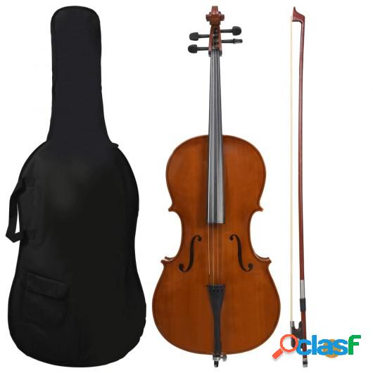 Juego violonchelo funda arco pelo natural madera oscura 4/4