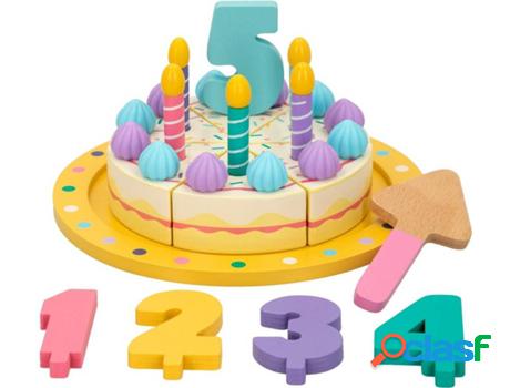 Juguete de Madera WOOMAX Tarta Cumpleaños Con Accesorios