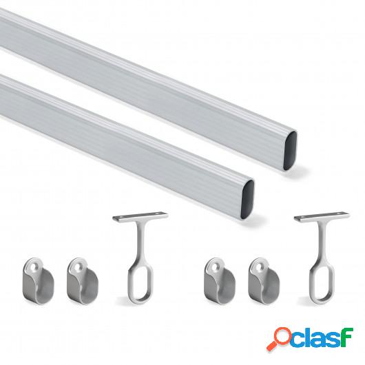 Kit de barra para armario 30x15 mm aluminio, 1150 mm,