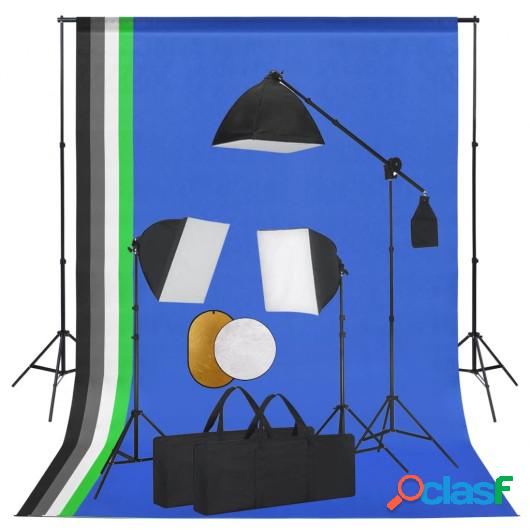 Kit de estudio fotográfico con luces fondo y reflector