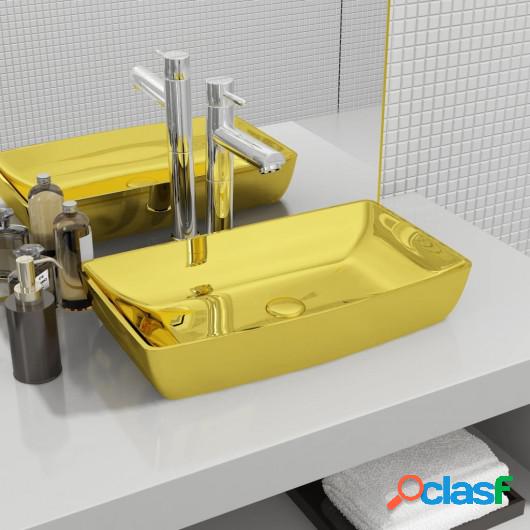 Lavabo 71x38x13,5 cm cerámica dorado