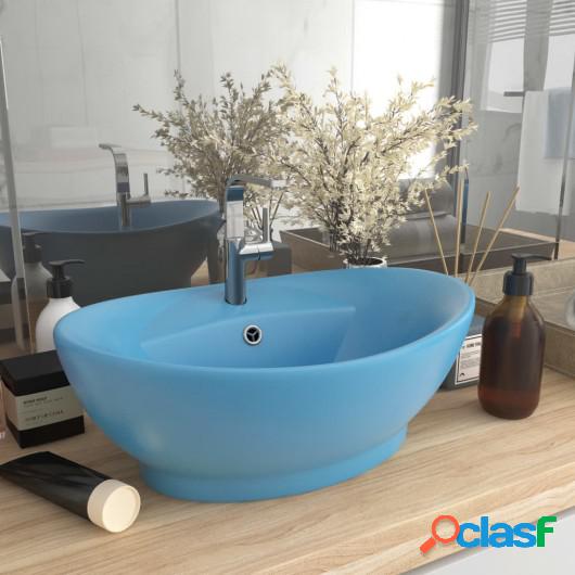 Lavabo lujoso con rebosadero cerámica azul claro 58,5x39 cm