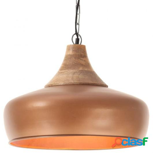 Lámpara colgante industrial hierro cobre y madera 35 cm E27