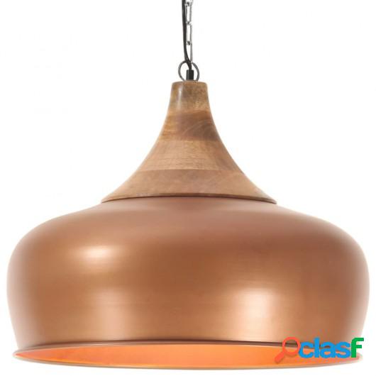 Lámpara colgante industrial hierro cobre y madera 45 cm E27