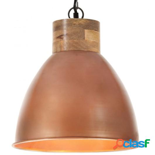 Lámpara colgante industrial hierro cobre y madera 46 cm E27