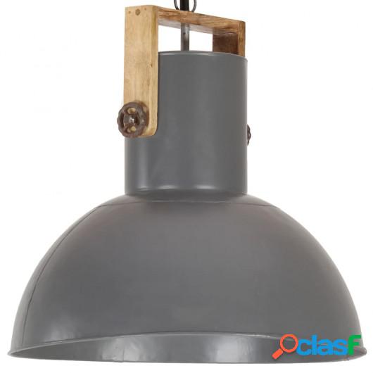 Lámpara colgante industrial redonda mango 25 W gris 52 cm