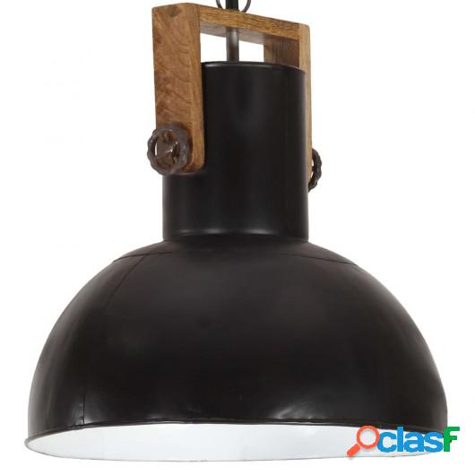 Lámpara colgante industrial redonda mango 25 W negra 42 cm