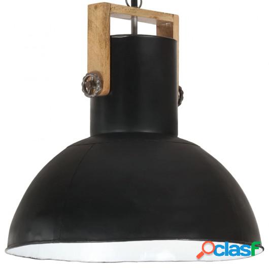 Lámpara colgante industrial redonda mango 25 W negra 52 cm