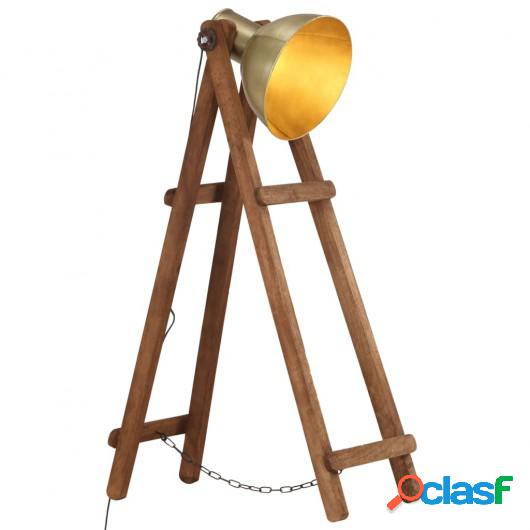 Lámpara de pie madera maciza de mango latón E27