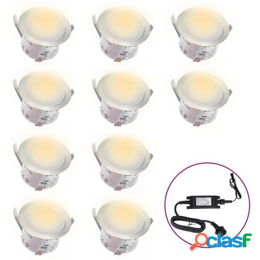 Lámparas LED de suelo 10 unidades blanco cálido
