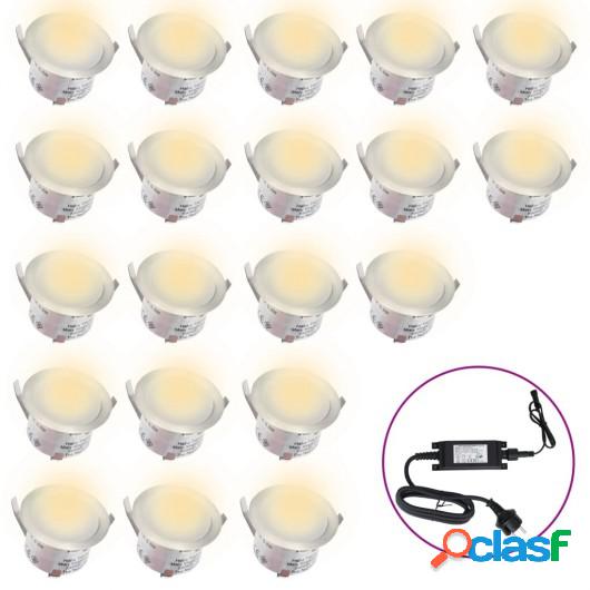 Lámparas LED de suelo 20 unidades blanco cálido