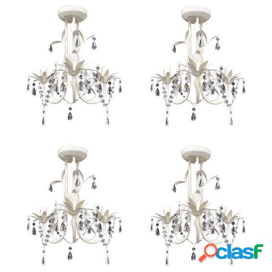 Lámparas de araña de cristal 4 unidades blanco elegante