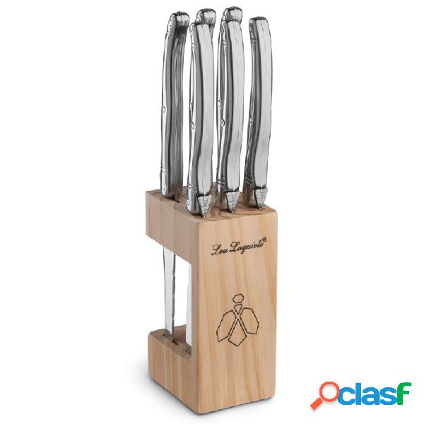 Lou Laguiole Juego de cuchillos de carne y soporte 7 piezas