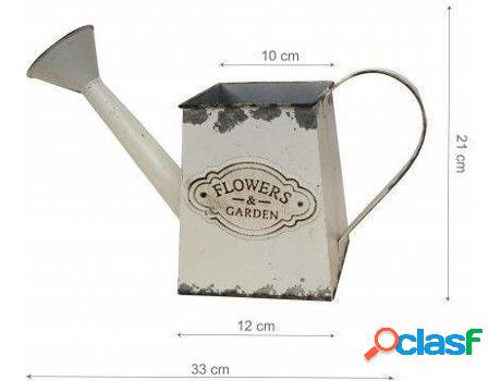 Macetero HOGAR Y MÁS Regadera Decorativo Vintage Blanco De